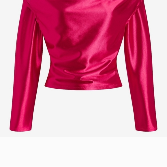 EXPRESS Red Satin off shoulder blouse. New no tags - Picture 6 of 7
